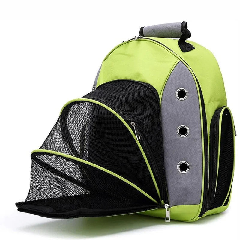 Backpacks for small trips-Pet Carrier Backpack With Mesh Widow Dog Cat Small Animals Travel Bag, Green