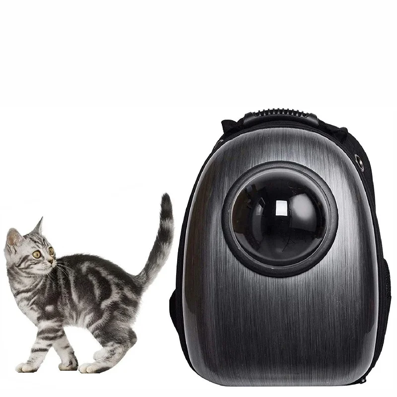 Backpacks for carrying shoes-Travel Pet Carrier Backpack Cat Carrier Space Capsule Bubble Design, Black