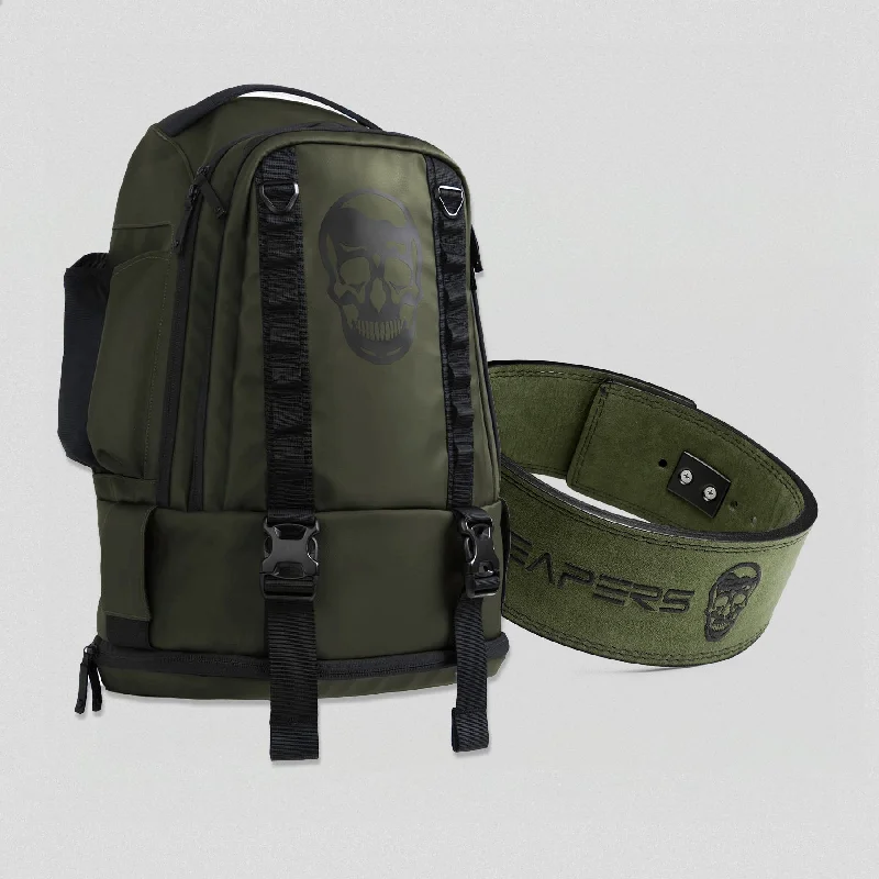 Backpacks with sturdy zippers-Gravestone Backpack & 10mm Lever Belt Combo - OD Green