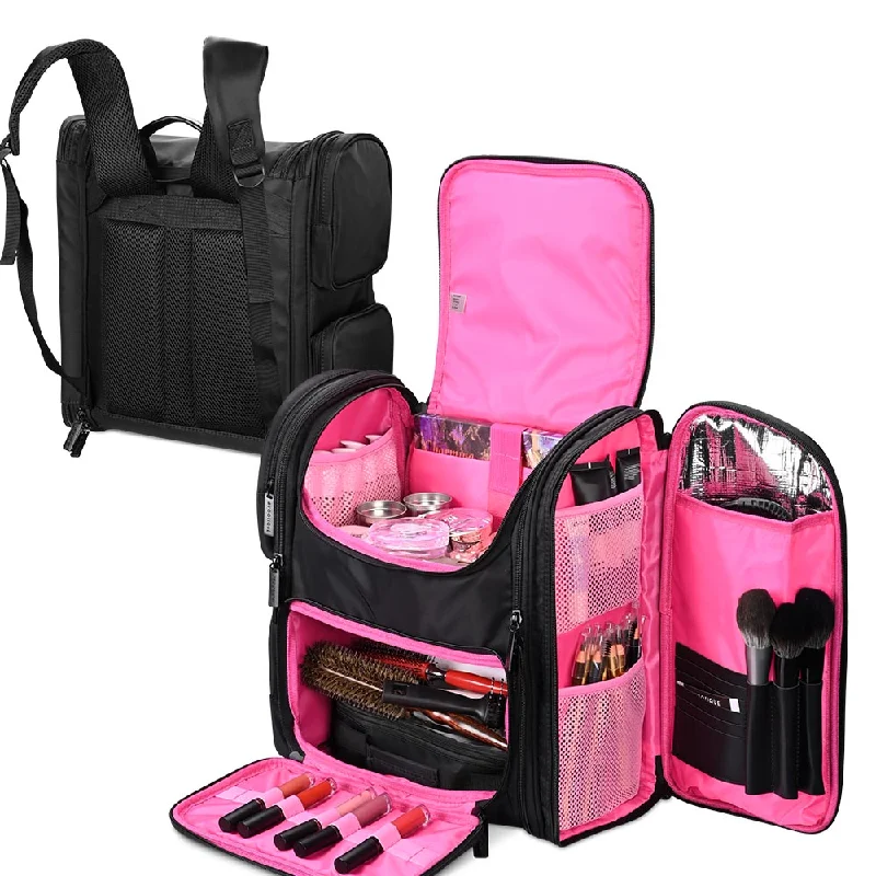 Backpacks for school trips-TheLAShop Makeup Backpack for Artist Hairstylist Travel Bag Pink