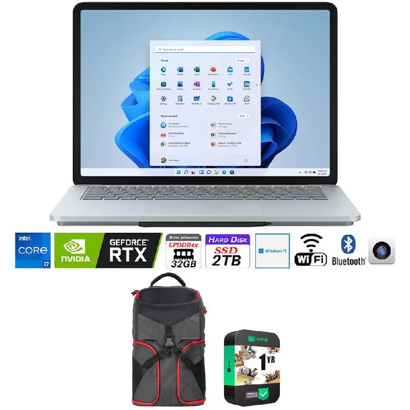 Backpacks for daily hikes-Microsoft Surface 14.4" Laptop Core i7 32GB/2TB, Touch w/ Warranty + Backpack Bundle