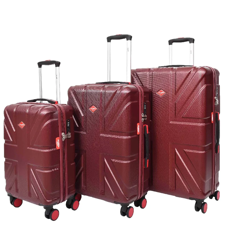 suitcase for small spaces-4 Wheel Spinner TSA Hard Travel Luggage Union Jack Wine