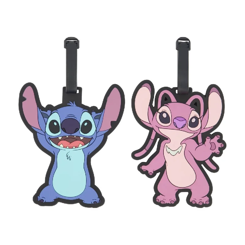 suitcase with laptop compartment-Disney Lilo & Stitch Happy Stitch & Angel Luggage Tag Set – 2 Pack