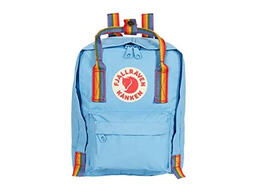 Backpacks for carrying food-Fjallraven - Kanken Rainbow Mini - Air Blue/Rainbow Pattern - OS