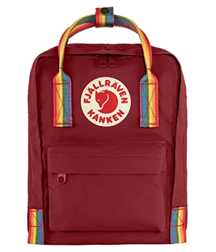 Backpacks with adjustable size-Fjallraven - Kanken Rainbow Mini - Ox Red/Rainbow Pattern - OS