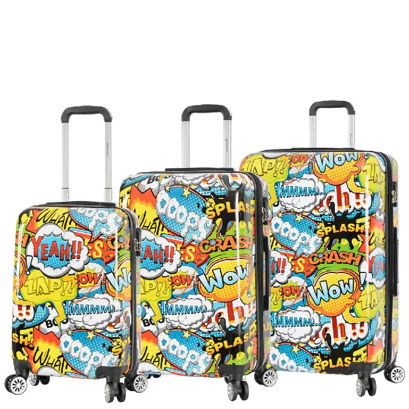 suitcase with compact size-Four Wheel Expandable Suitcase Hard Shell Luggage Comic Print