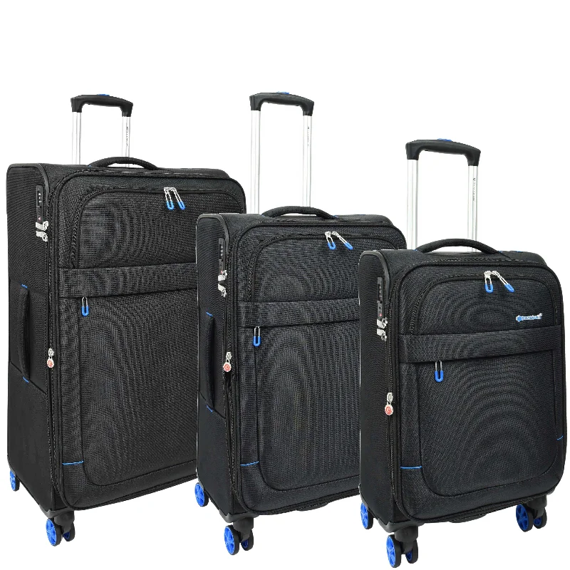 suitcase for overseas-Four Wheel Suitcase Lightweight Expandable Quito Black