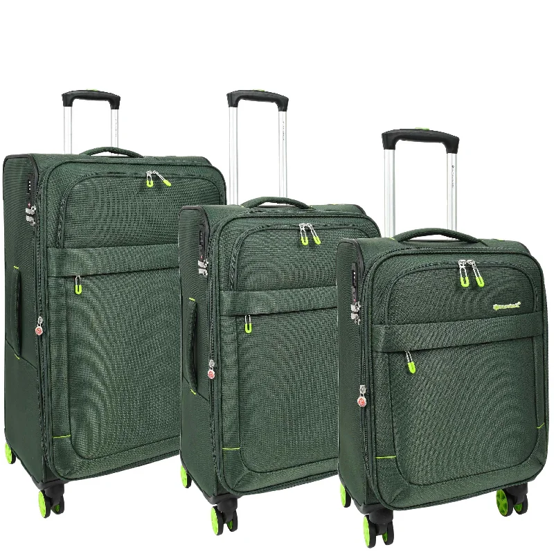 suitcase for family trips-Four Wheel Suitcase Lightweight Expandable Quito Green