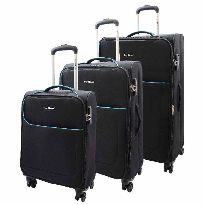 suitcase for hiking-Four Wheel Suitcase Lightweight Soft Luggage HL22 Black