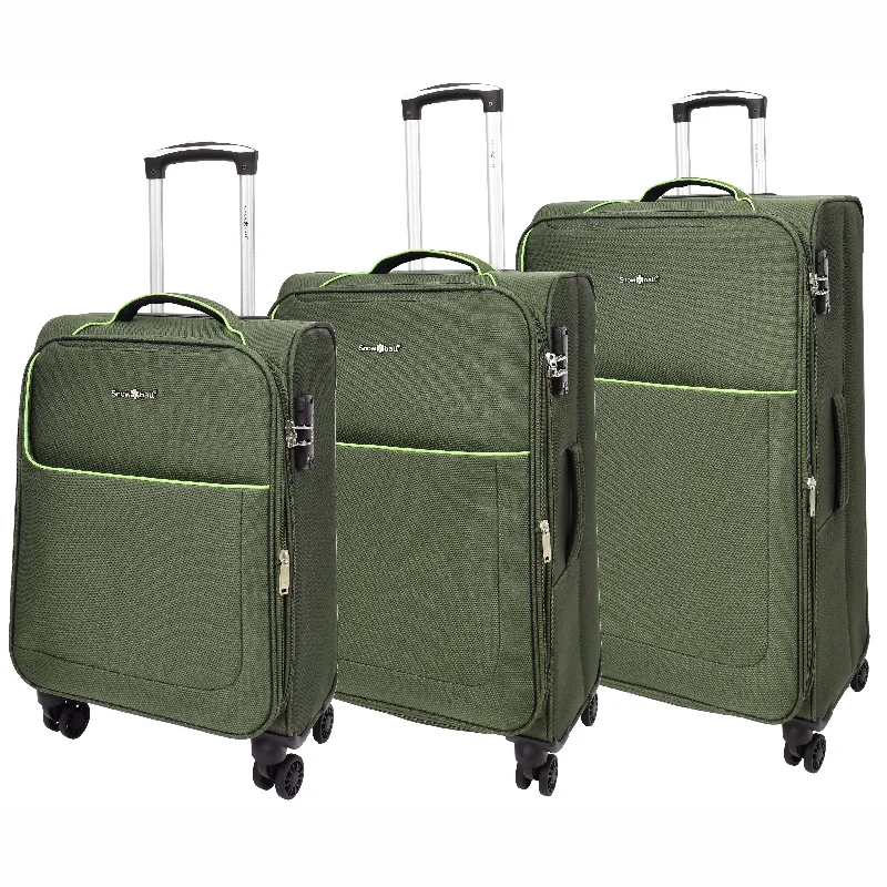 suitcase for students-Four Wheel Suitcase Lightweight Soft Luggage HL22 Khaki