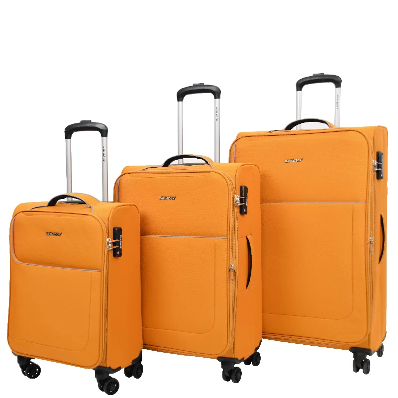 suitcase for camping-Four Wheel Suitcase Lightweight Soft Luggage HL22 Yellow