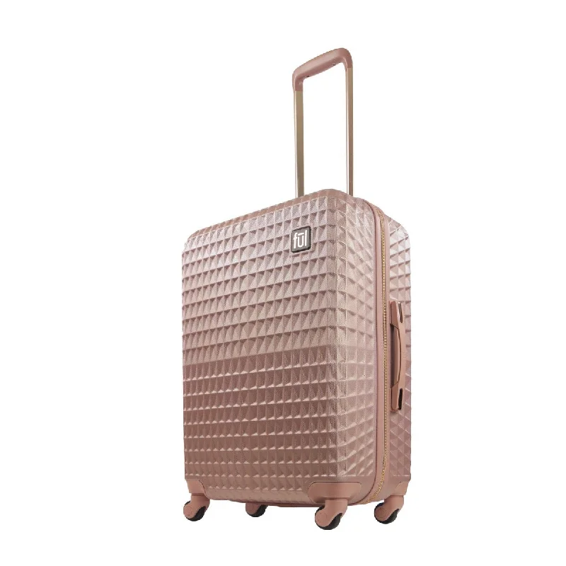 suitcase with travel pouch-Geo 26" Hardsided Spinner Luggage Rose Gold