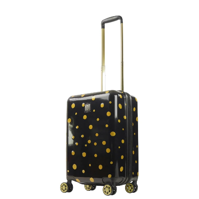 suitcase with soft wheels-Ful Impulse Mixed Dots Hardside Spinner 22" Luggage, Black