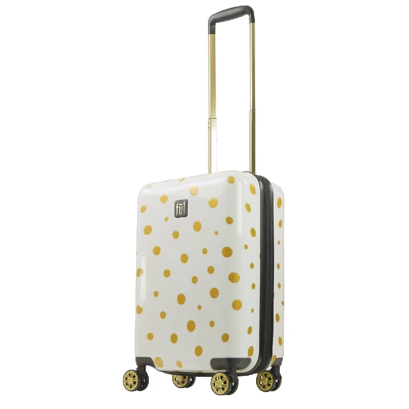 suitcase for busy trips-Ful Impulse Mixed Dots Hardside Spinner 22" Luggage, White