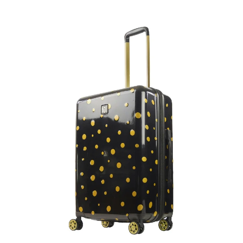 suitcase with extra pockets-Ful Impulse Mixed Dots Hardside Spinner 26" Luggage, Black