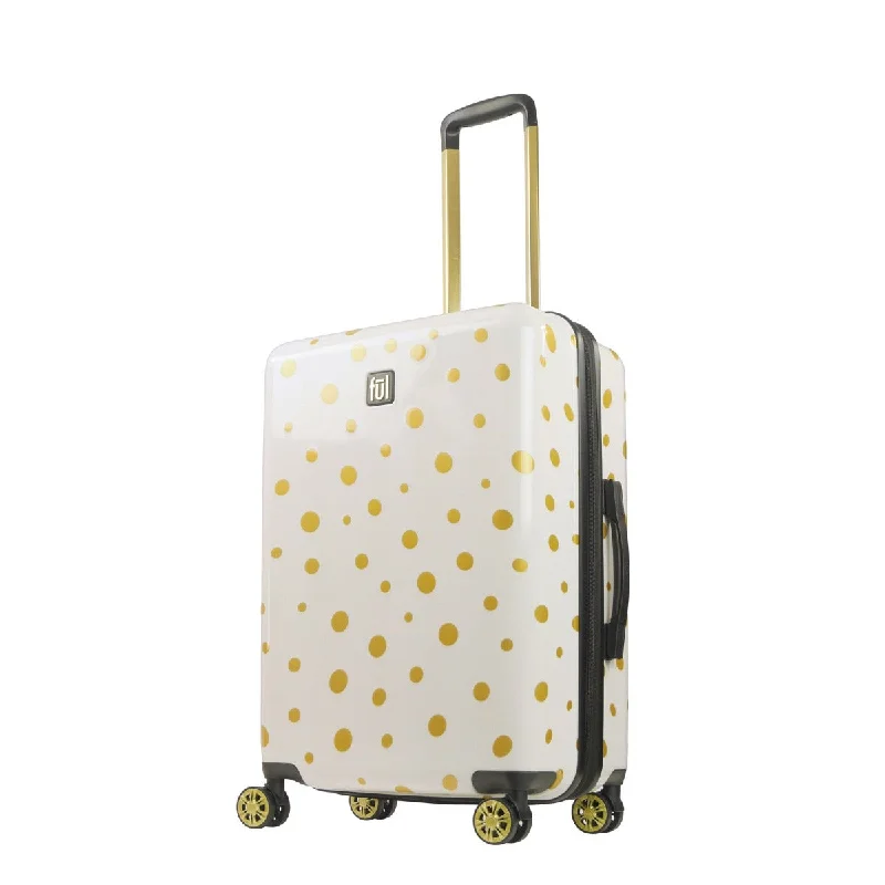 suitcase with fun designs-Ful Impulse Mixed Dots Hardside Spinner 26" Luggage, White