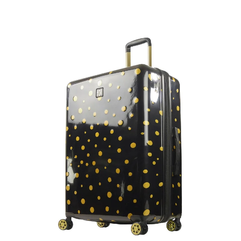 suitcase for light packing-Ful Impulse Mixed Dots Hardside Spinner 31" Luggage, Black