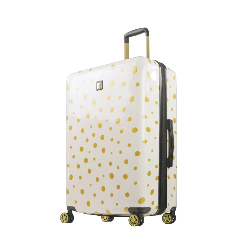 suitcase with travel gear-Ful Impulse Mixed Dots Hardside Spinner 31" Luggage, White