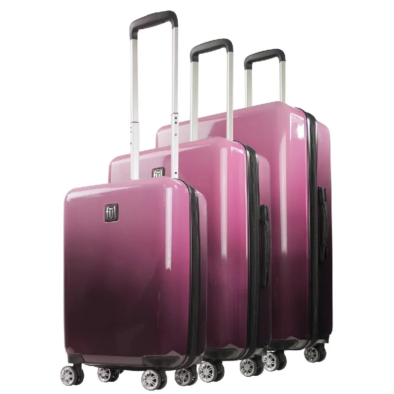 suitcase for heavy loads-Ful Impulse Ombre Hardside Spinner Luggage, 3pc set, Pink