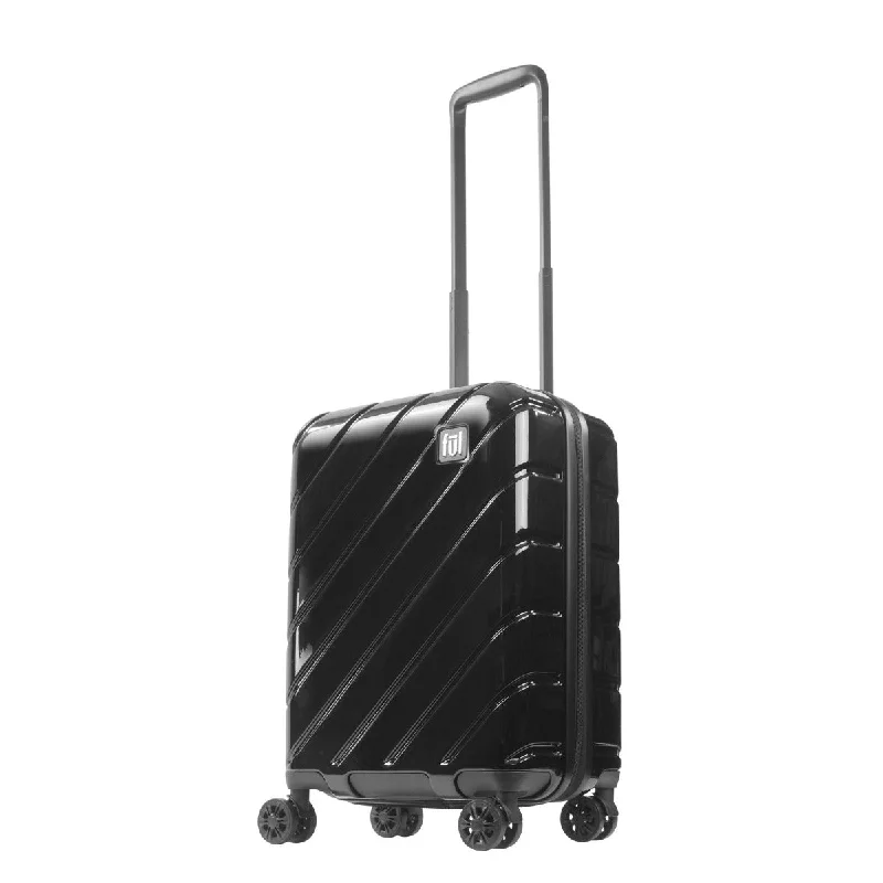 suitcase for light trips-Ful Velocity 22" Expandable Hardside Spinner Luggage, Black