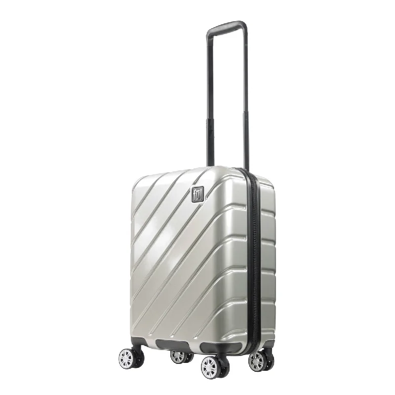 suitcase for tough use-Ful Velocity 22" Expandable Hardside Spinner Luggage, Silver