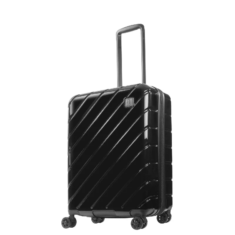 suitcase with fun patterns-Ful Velocity 27" Expandable Hardside Spinner Luggage, Black