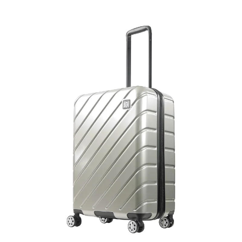 suitcase with smooth wheels-Ful Velocity 27" Expandable Hardside Spinner Luggage, Silver