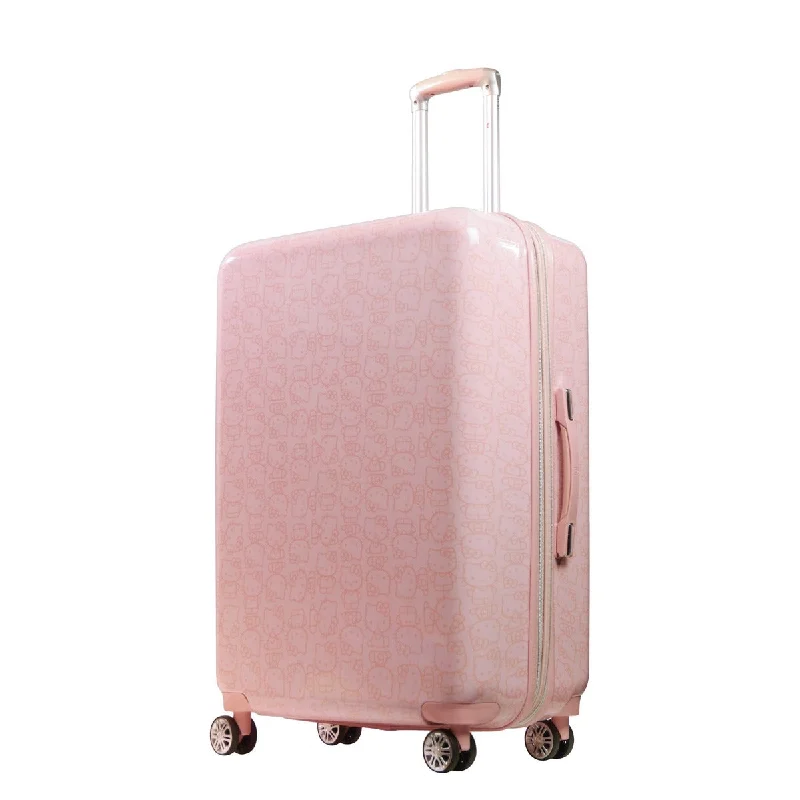 suitcase with compact build-Hello Kitty Pose All Over 29.5" Hard-Sided Luggage Pink