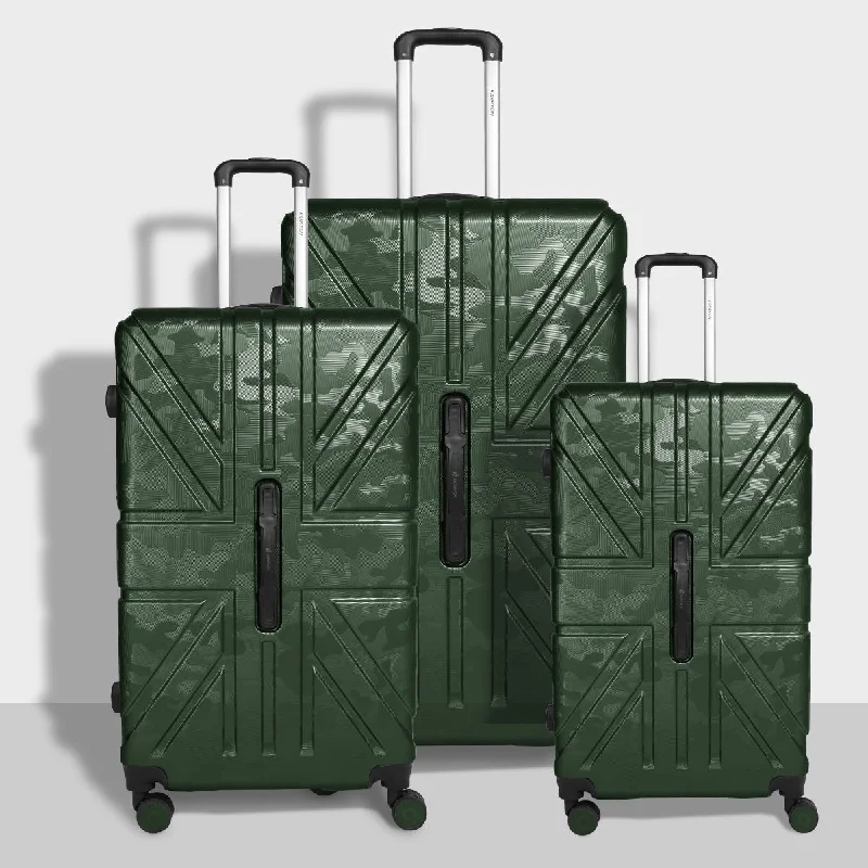 suitcase with extra durability-Karry-On Premium Camouflage 3-Piece Hard-Shell Luggage Set with 360° Spinner Wheels (30,26,20")