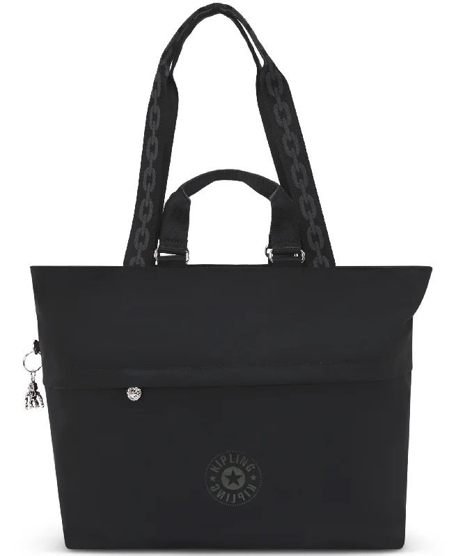 Tote Bag with pockets-Kipling Charleen Satin 15" Laptop Tote Bag - Endless Black F24