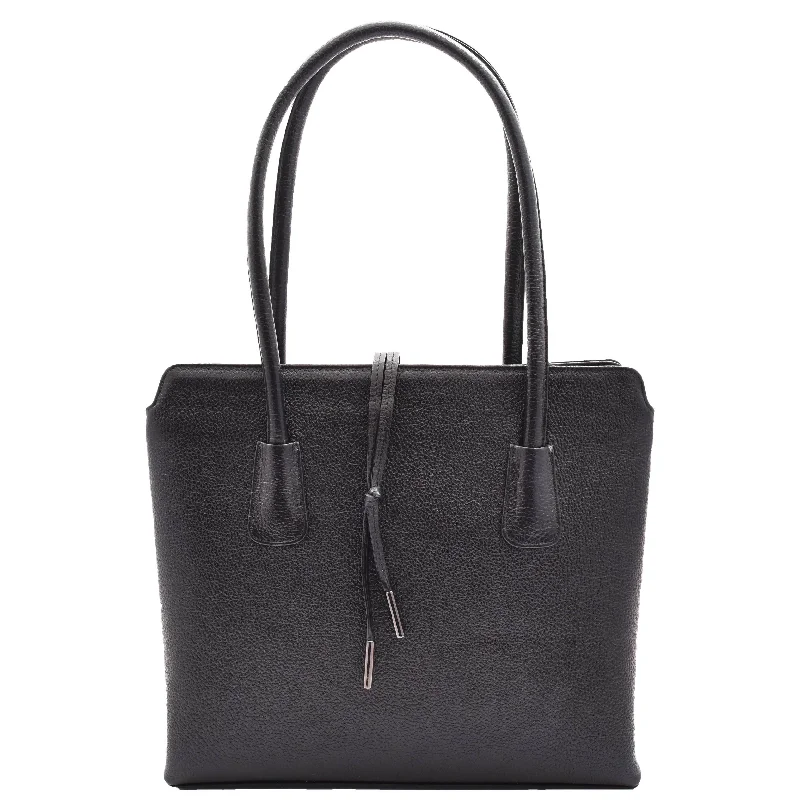 Tote Bag with glitter-Leather Classic Tote Style Zip Opening Large Shoulder Bag CYNTHIA Black