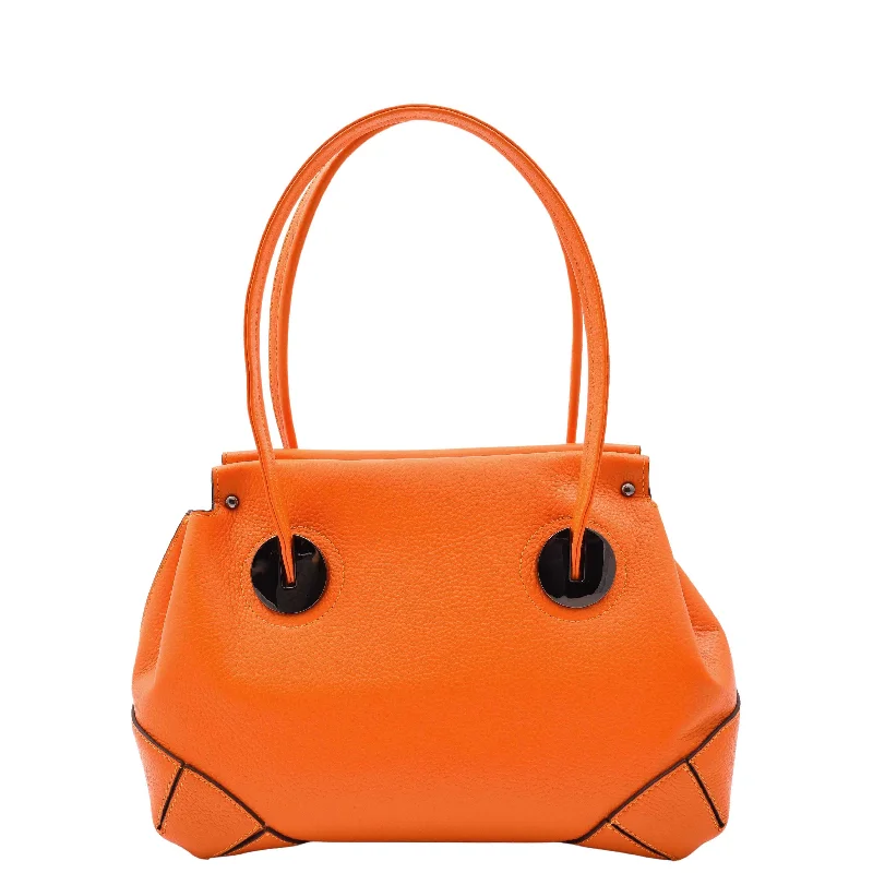 Tote Bag for storage-Leather Shoulder bag For Women Zip Medium Tote Handbag Susan Orange