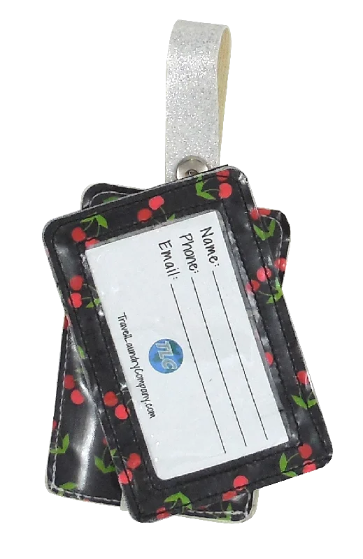 suitcase with bold patterns-Luggage Tag Duo - Cherry Bomb