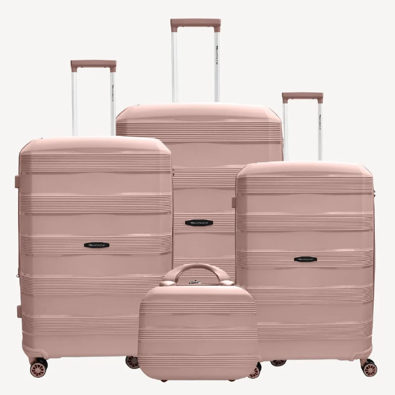 suitcase with sleek look-Monza Linex 360° Pp Luggage  3Pc (20/24/28")+1 Free Beauty Case