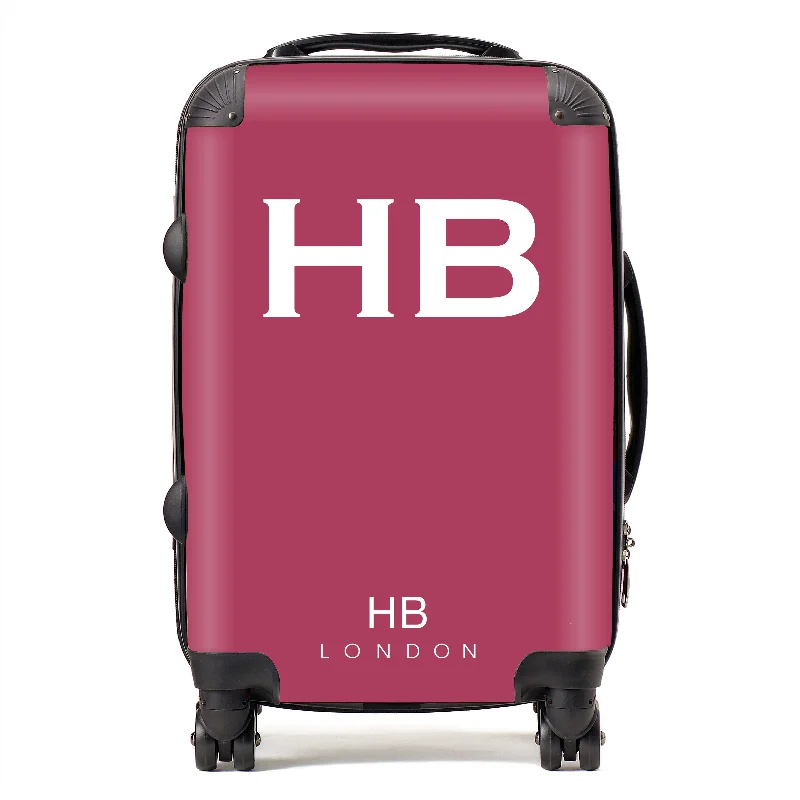 suitcase with travel locks-Personalised Berry with White Font Initial Suitcase