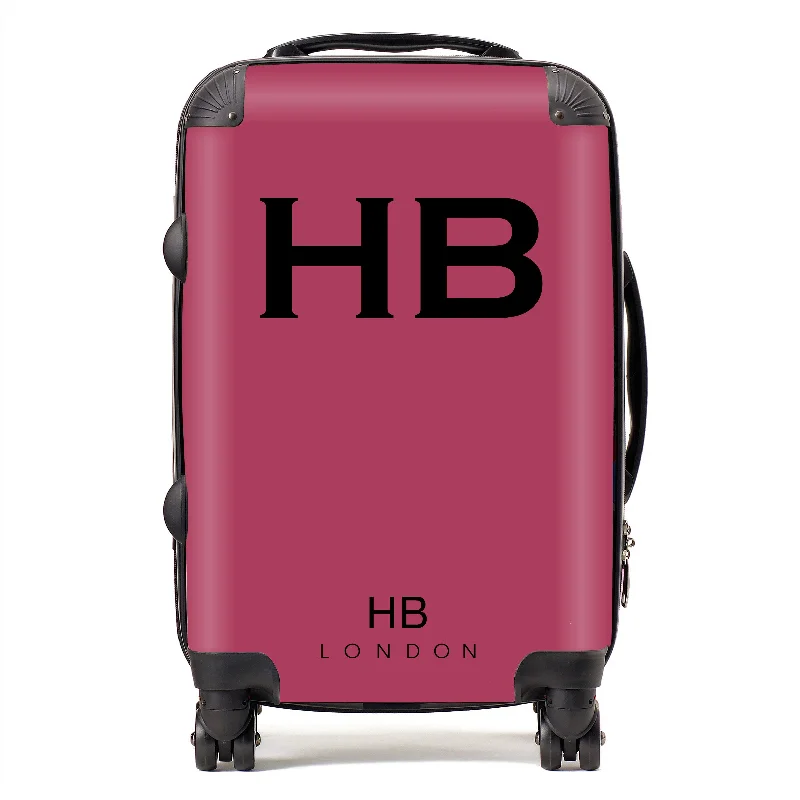 suitcase for short vacations-Personalised Berry with Black Font Initial Suitcase