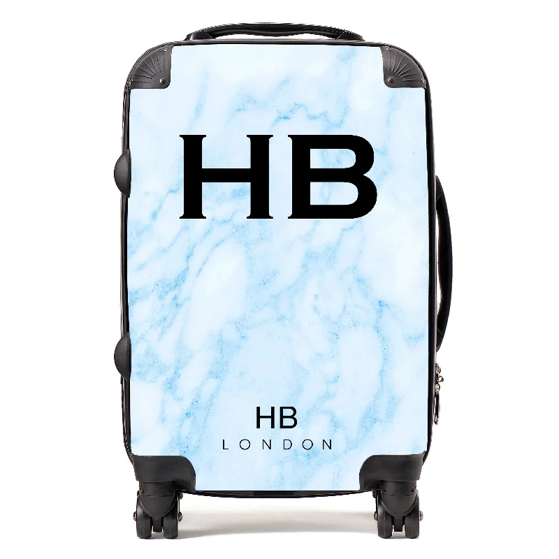 suitcase discount codes-Personalised Blue Marble Initial Suitcase