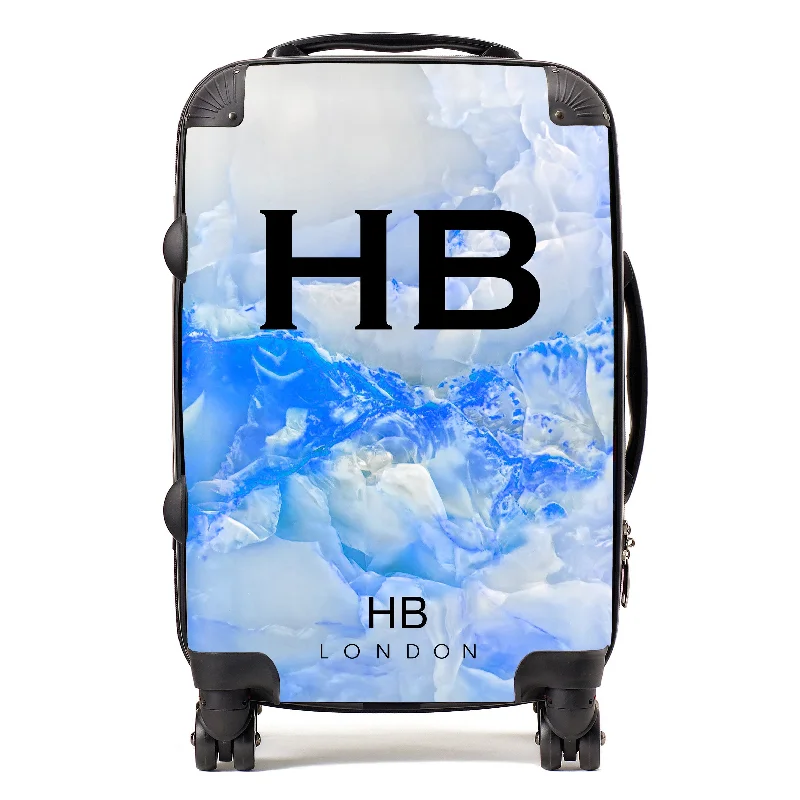 suitcase with travel scale-Personalised Blue Onyx Initial Suitcase