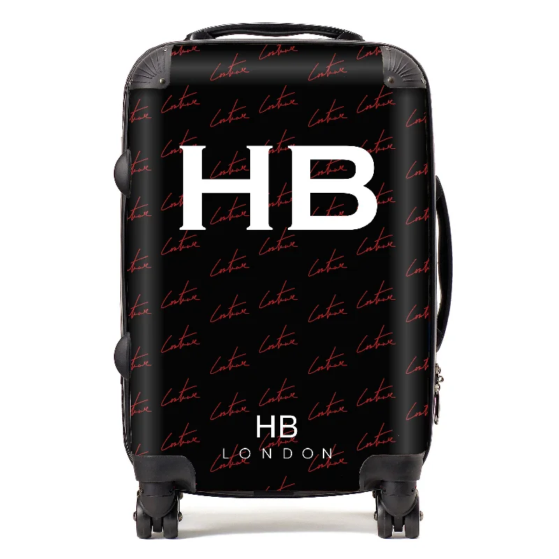 suitcase with strong wheels-Personalised Couture Club Pattern Initial Suitcase