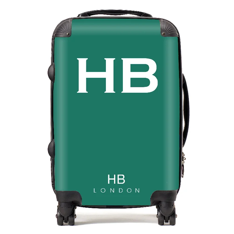 suitcase with extra strength-Personalised Forest Green with White Font Initial Suitcase