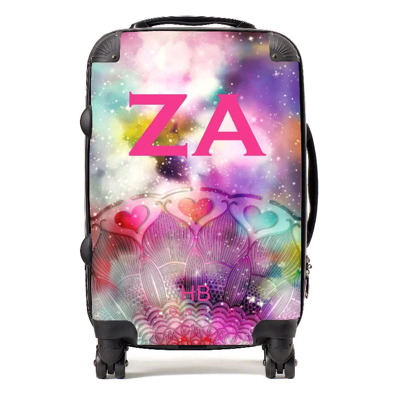 suitcase with travel tips-Personalised Galaxy Fantasy with Pink Font Initial Suitcase