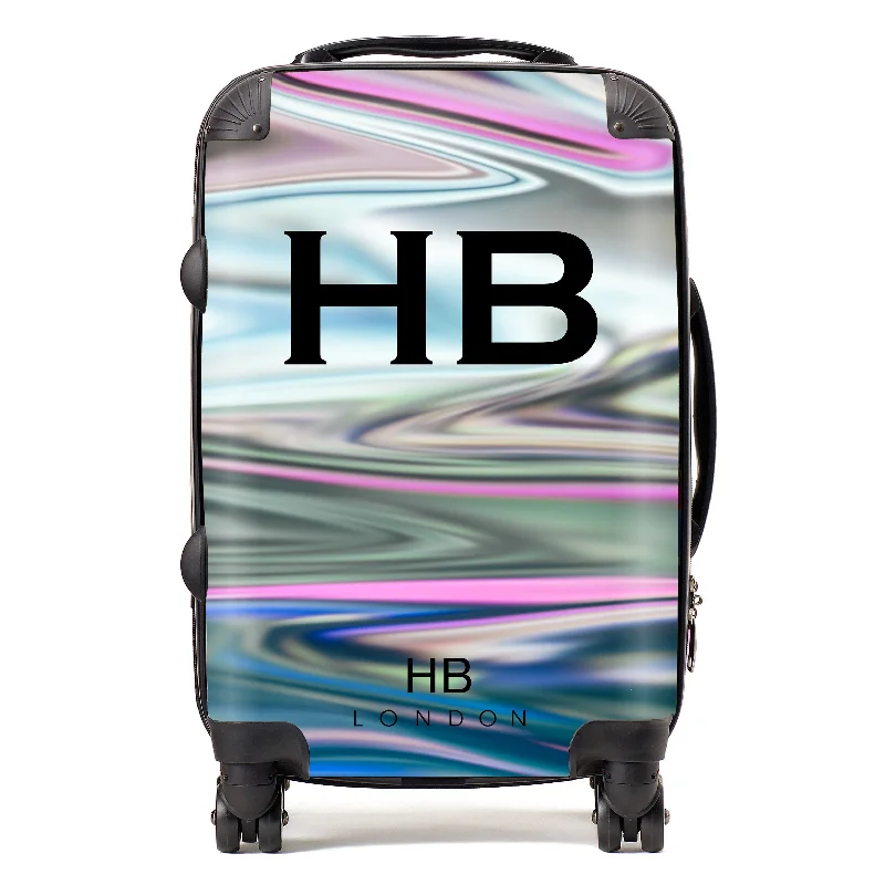 suitcase with fun colors-Personalised Holographic Initial Suitcase