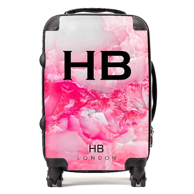 suitcase for tough trips-Personalised Hot Pink Onyx Initial Suitcase