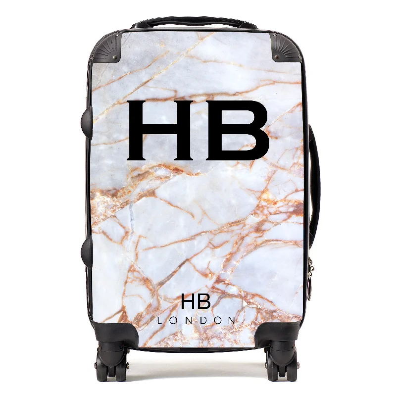 suitcase with bold patterns-Personalised Natural Shattered Marble Initial Suitcase