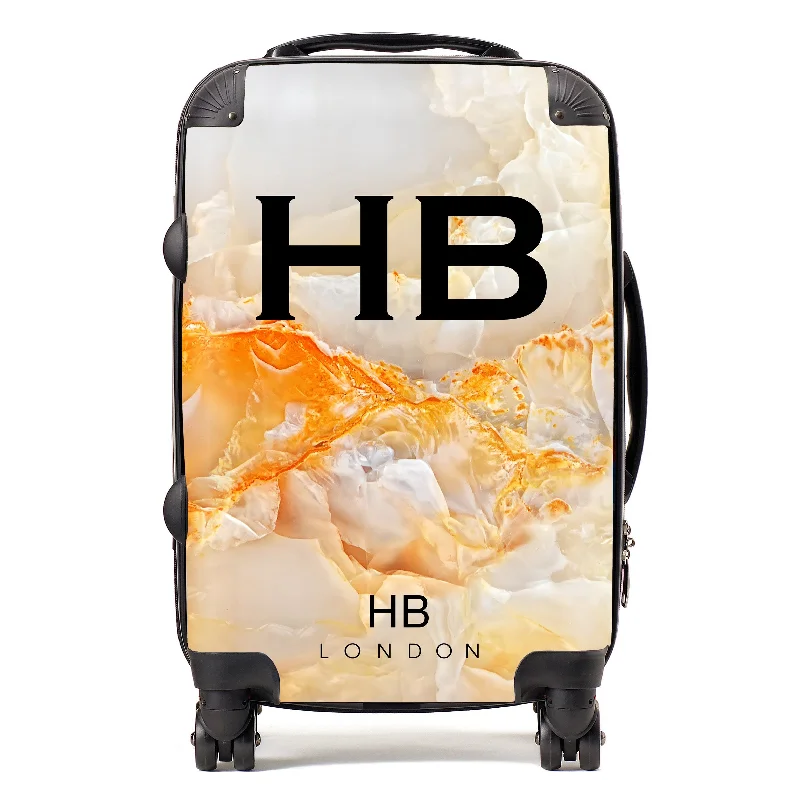 suitcase with stylish straps-Personalised Orange Onyx Initial Suitcase