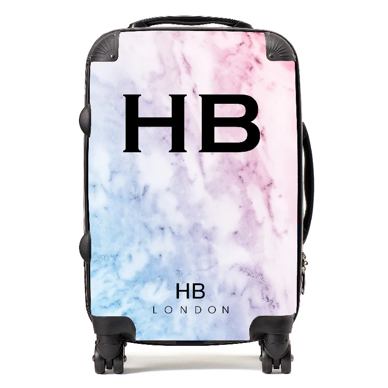 suitcase for electronics-Personalised Pastel Marble Initial Suitcase