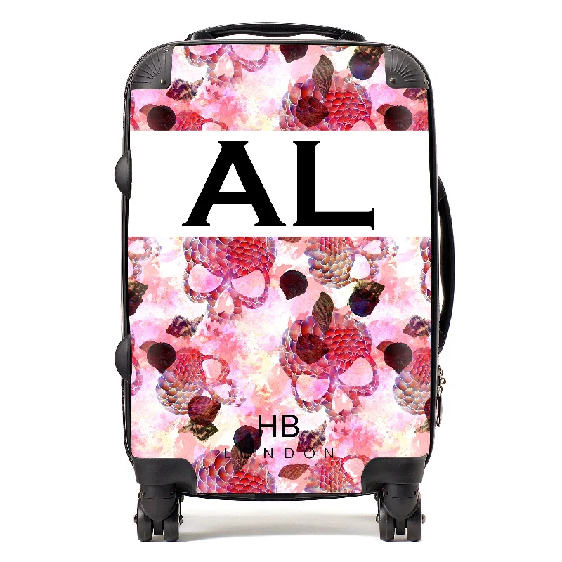 suitcase with travel organizer-Personalised Pink Mermaid Skull Initial Suitcase