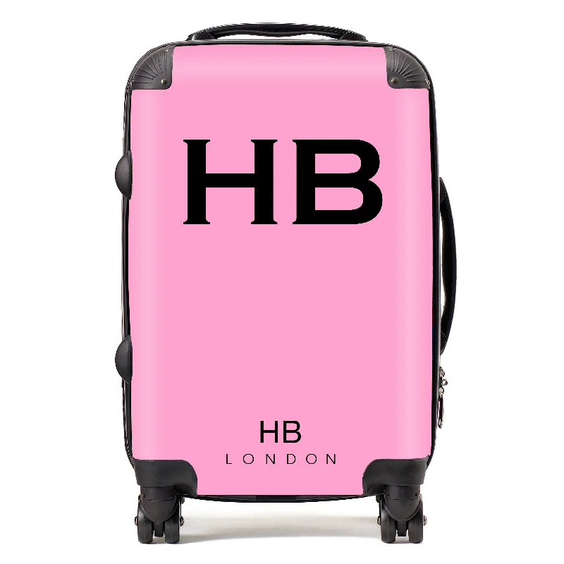 suitcase with travel hacks-Personalised Pink with Black Font Initial Suitcase