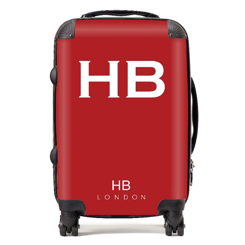 suitcase with tough design-Personalised Red with White Font Initial Suitcase