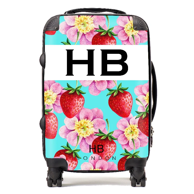 suitcase with fun colors-Personalised Strawberry Flowers Initial Suitcase